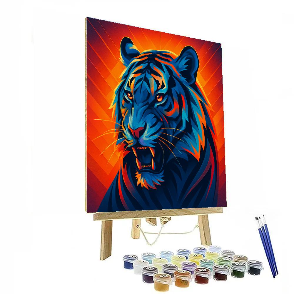 Tiger In Sunset Vector DIY paint by numbers