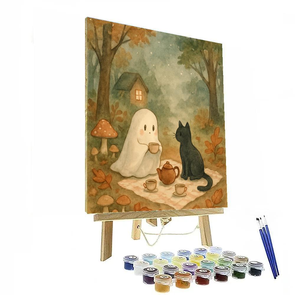 Autumn Tea With Ghost Paint by numbers kits