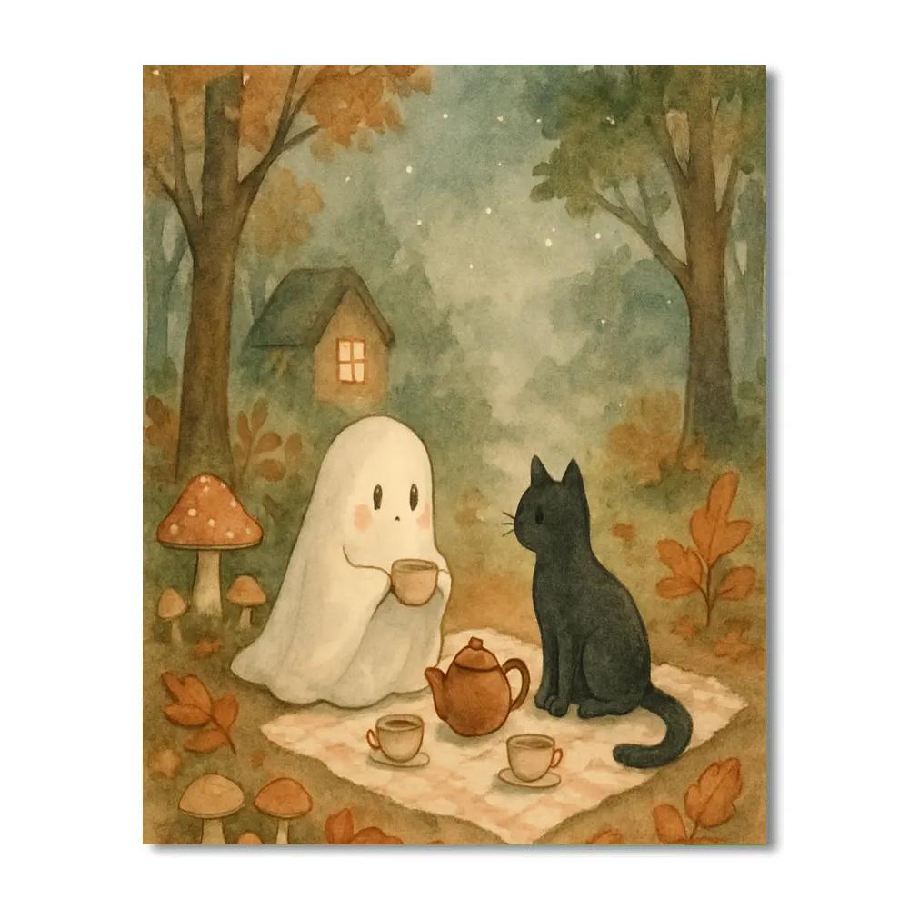 Autumn Tea With Ghost Paint by numbers kits