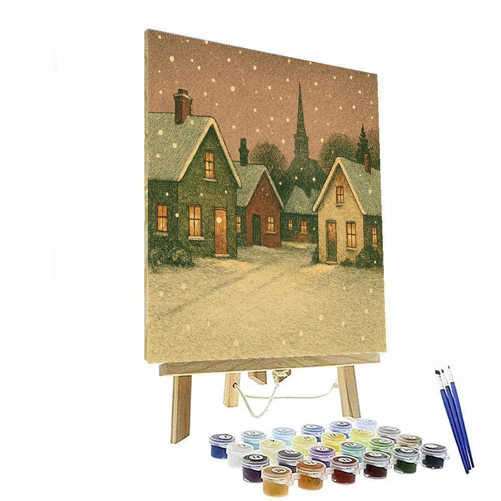 Frosted Village At Dusk Paint by numbers art