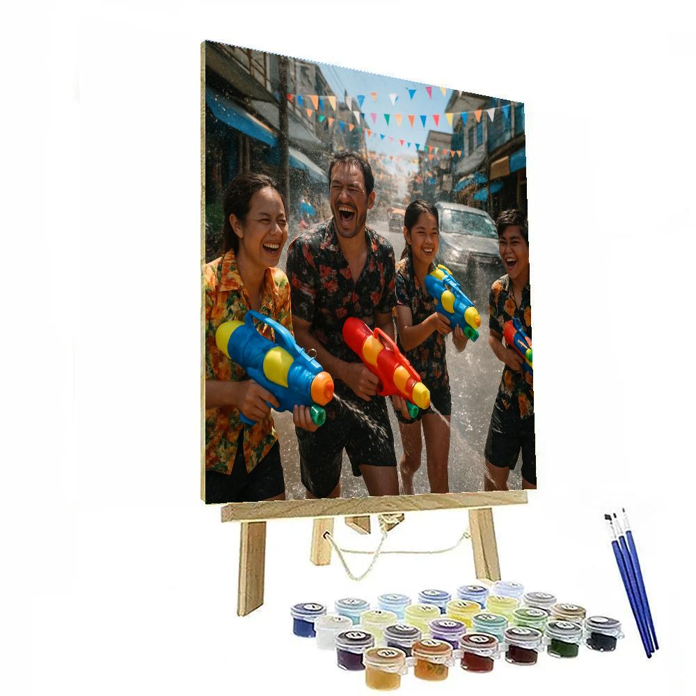 Songkran Splash Street Celebration DIY paint by numbers