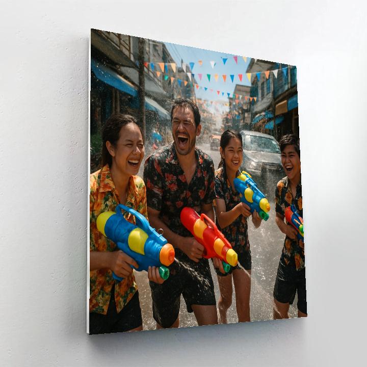 Songkran Splash Street Celebration DIY paint by numbers