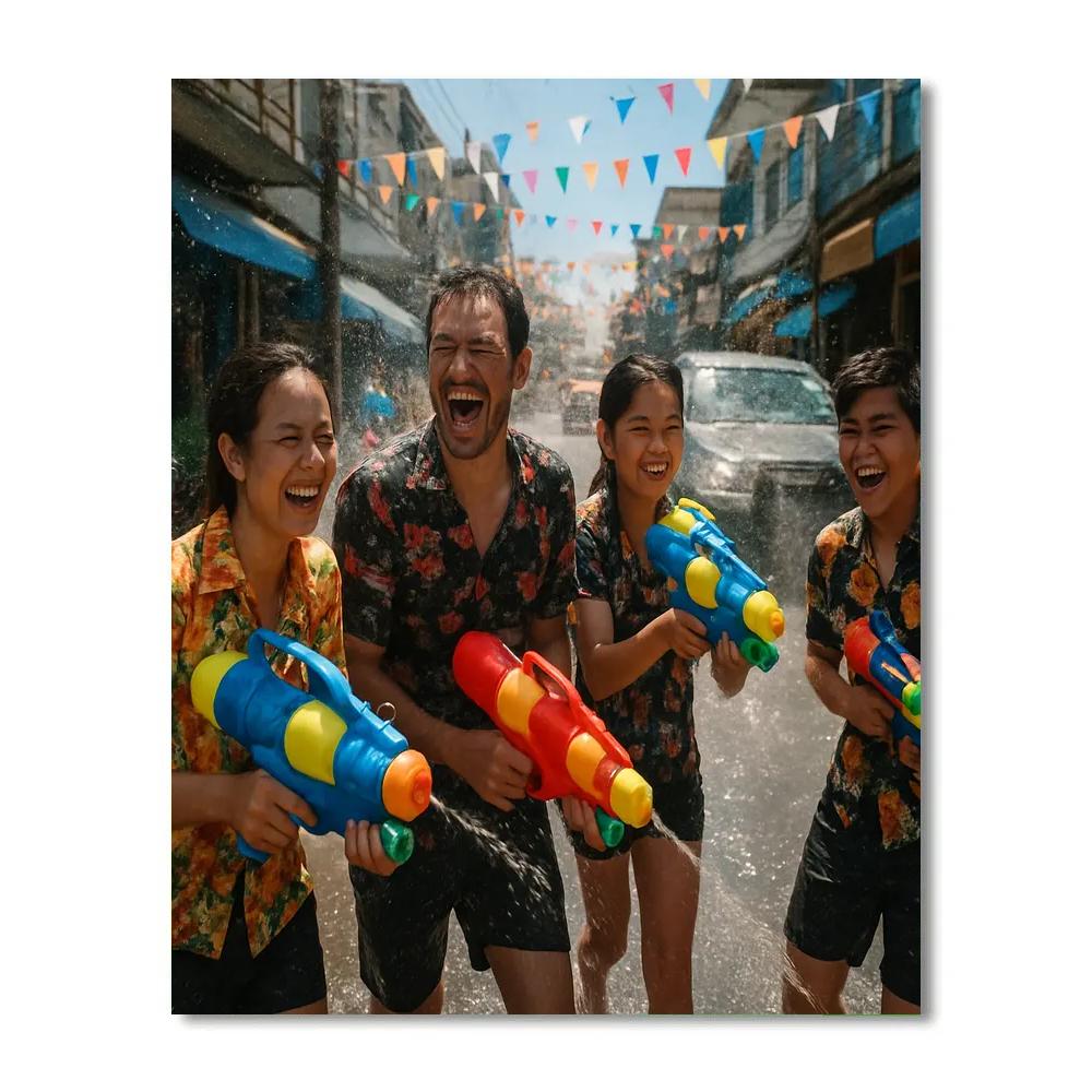Songkran Splash Street Celebration DIY paint by numbers