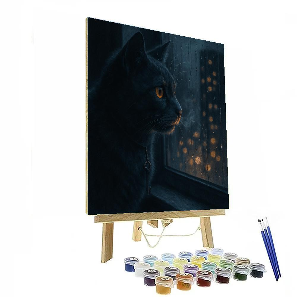 Cat Midnight Window Watch paint by color