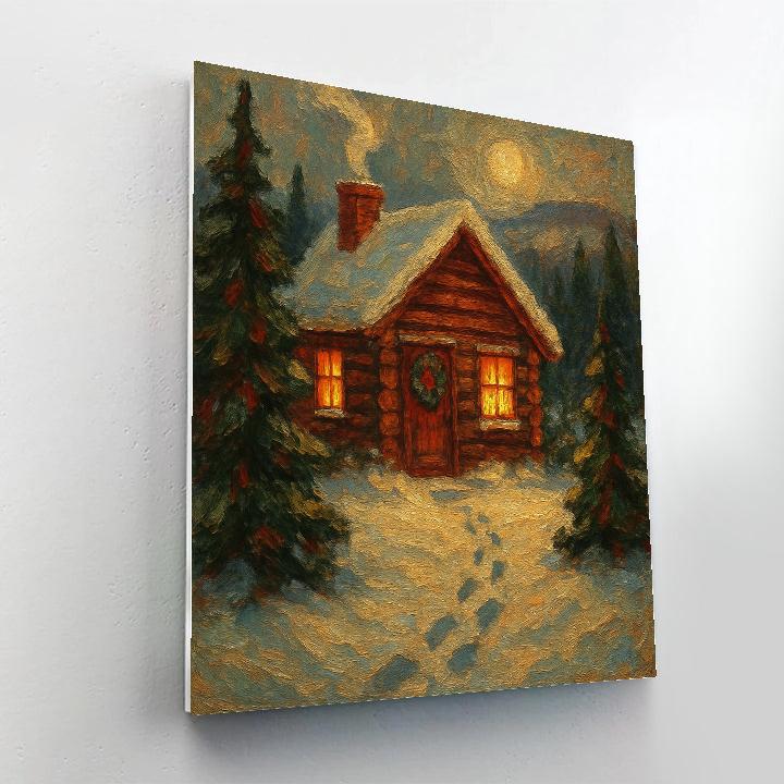 Cozy Cabin With Golden Smoke Painting by numbers kit