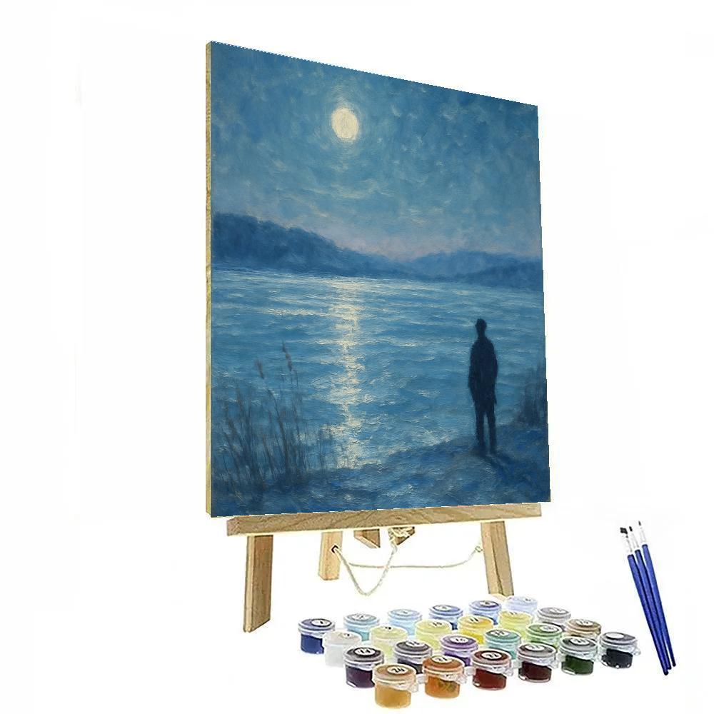 Moonlit Frozen Lake Landscape paint by color
