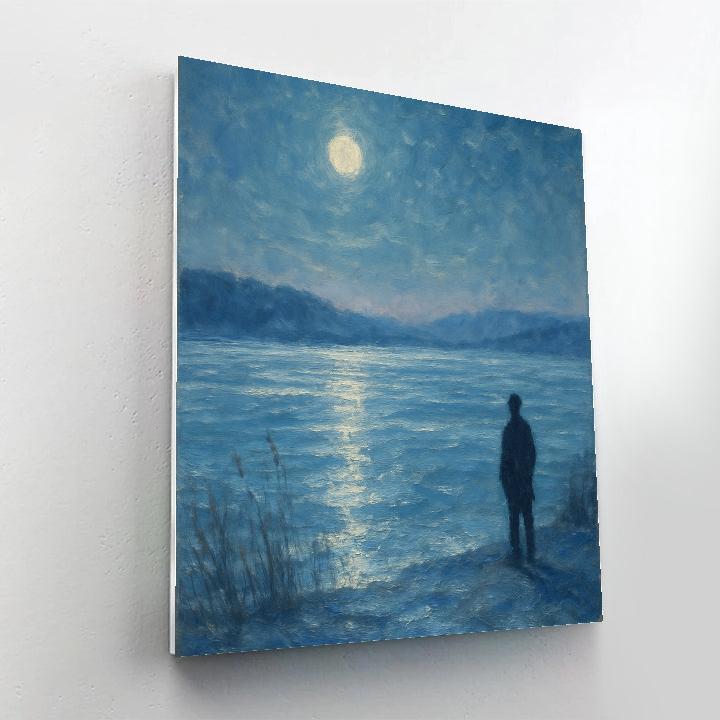 Moonlit Frozen Lake Landscape paint by color