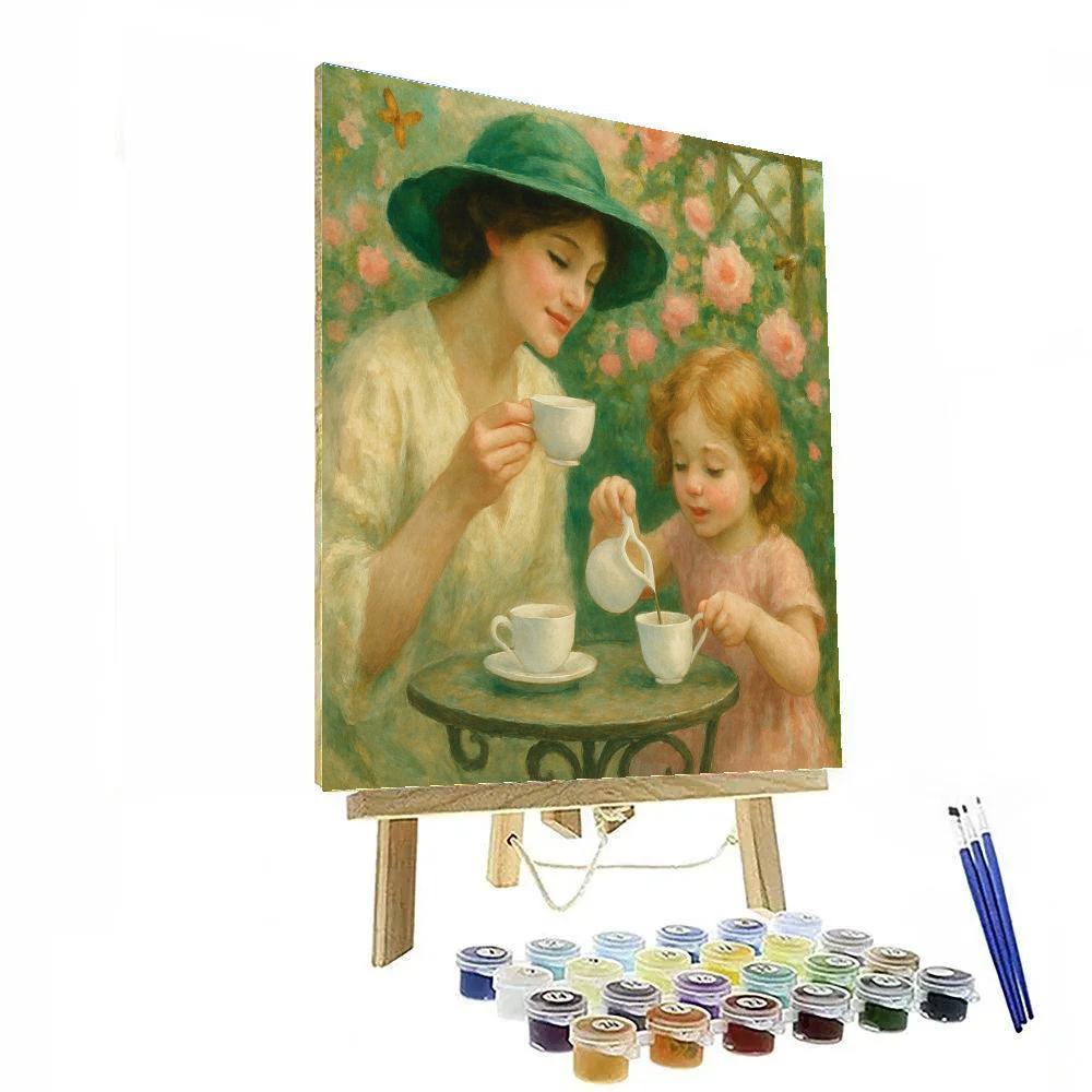Garden Tea With Mother And Child paint by number