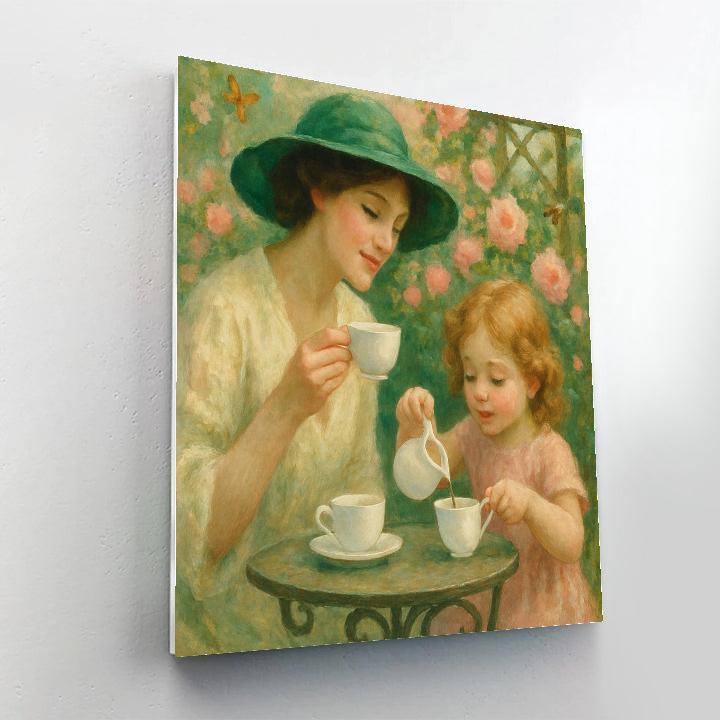 Garden Tea With Mother And Child paint by number