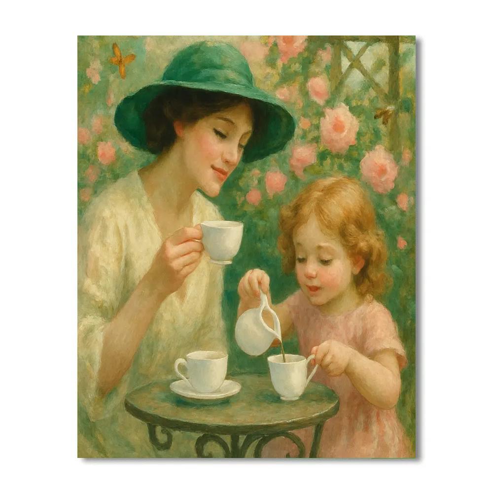 Garden Tea With Mother And Child paint by number