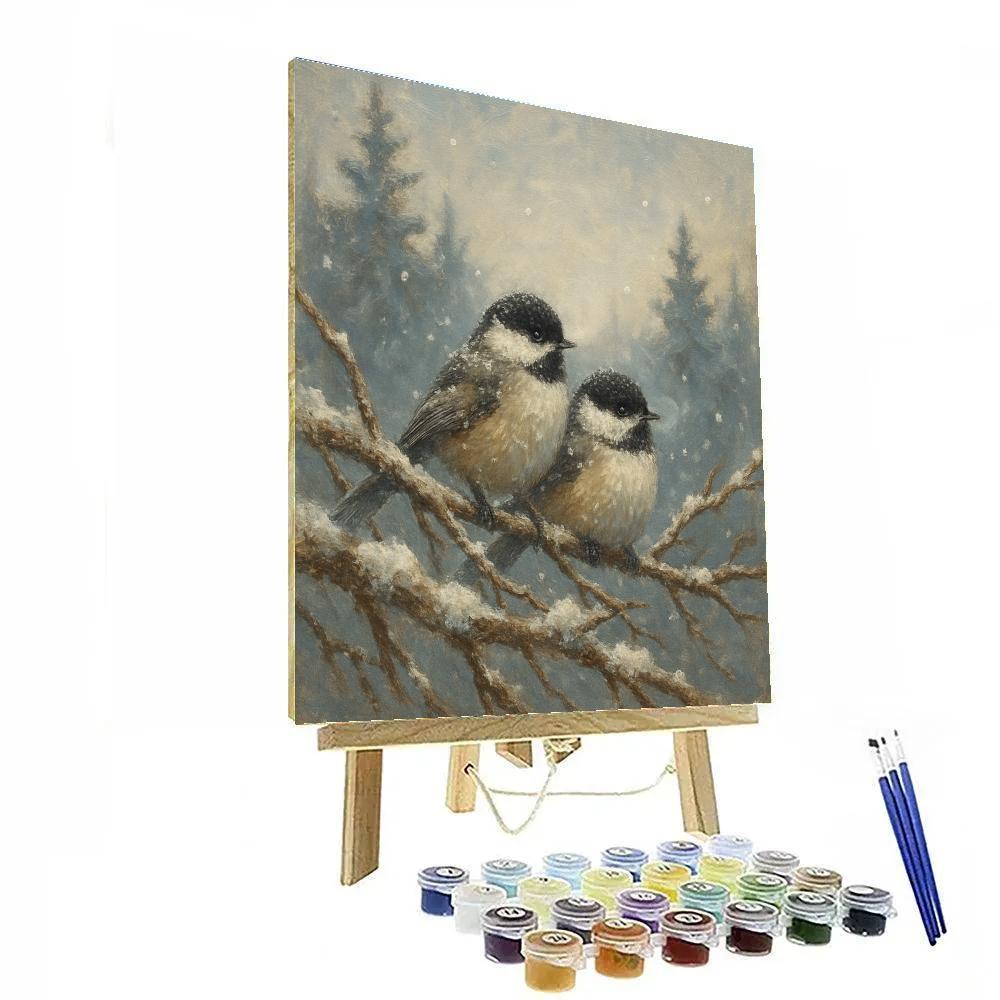 Snowy Tree Chickadee Retreat paint by color