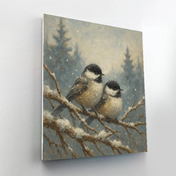 Snowy Tree Chickadee Retreat paint by color