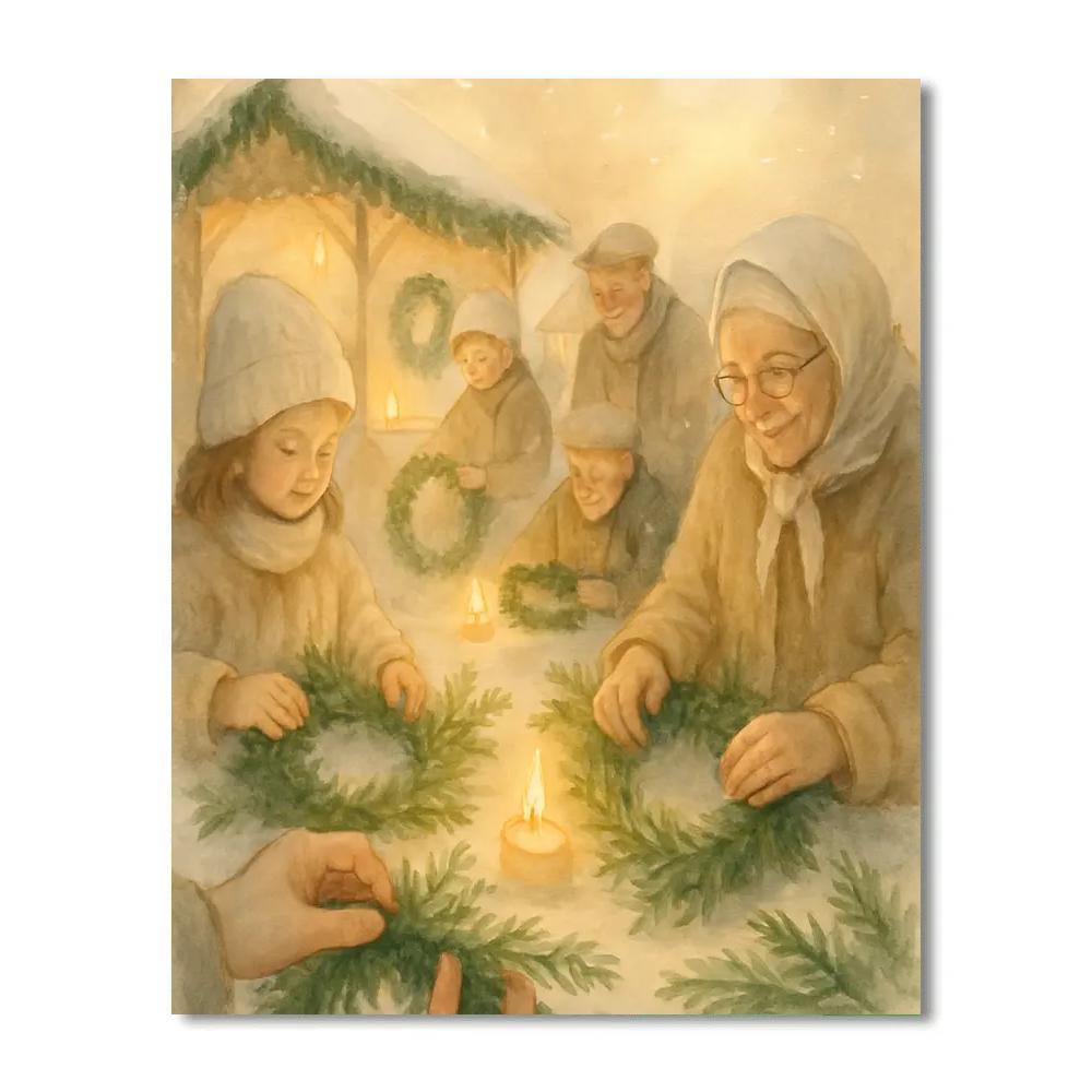 Wreath Makers At Dawn painting number kit