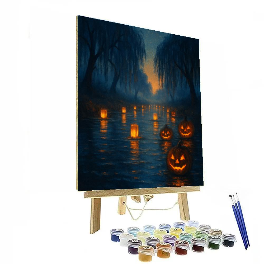 Lanterns Over Pumpkin River paint by number