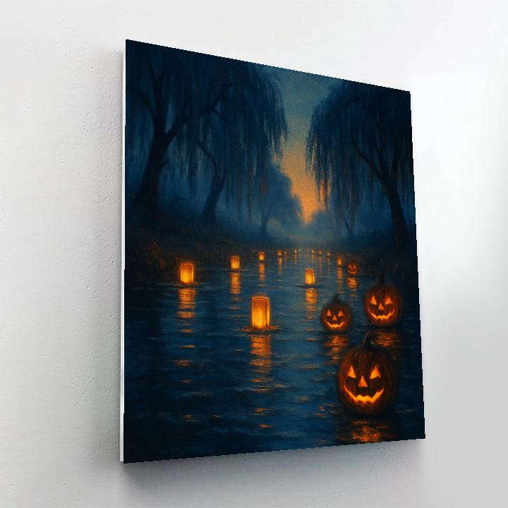 Lanterns Over Pumpkin River paint by number