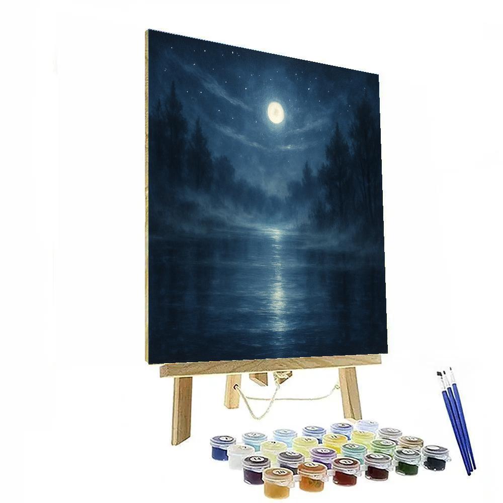 Moonlit Serenity At Whispering Lake paint by color