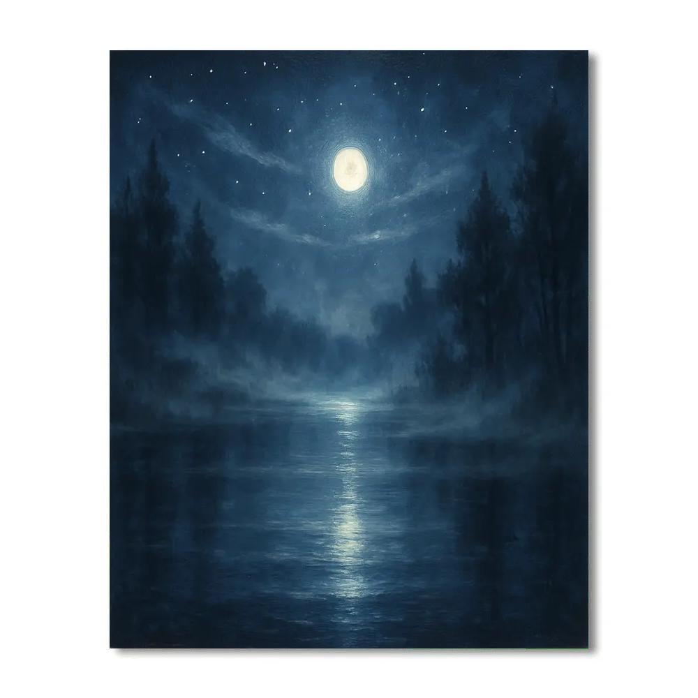 Moonlit Serenity At Whispering Lake paint by color