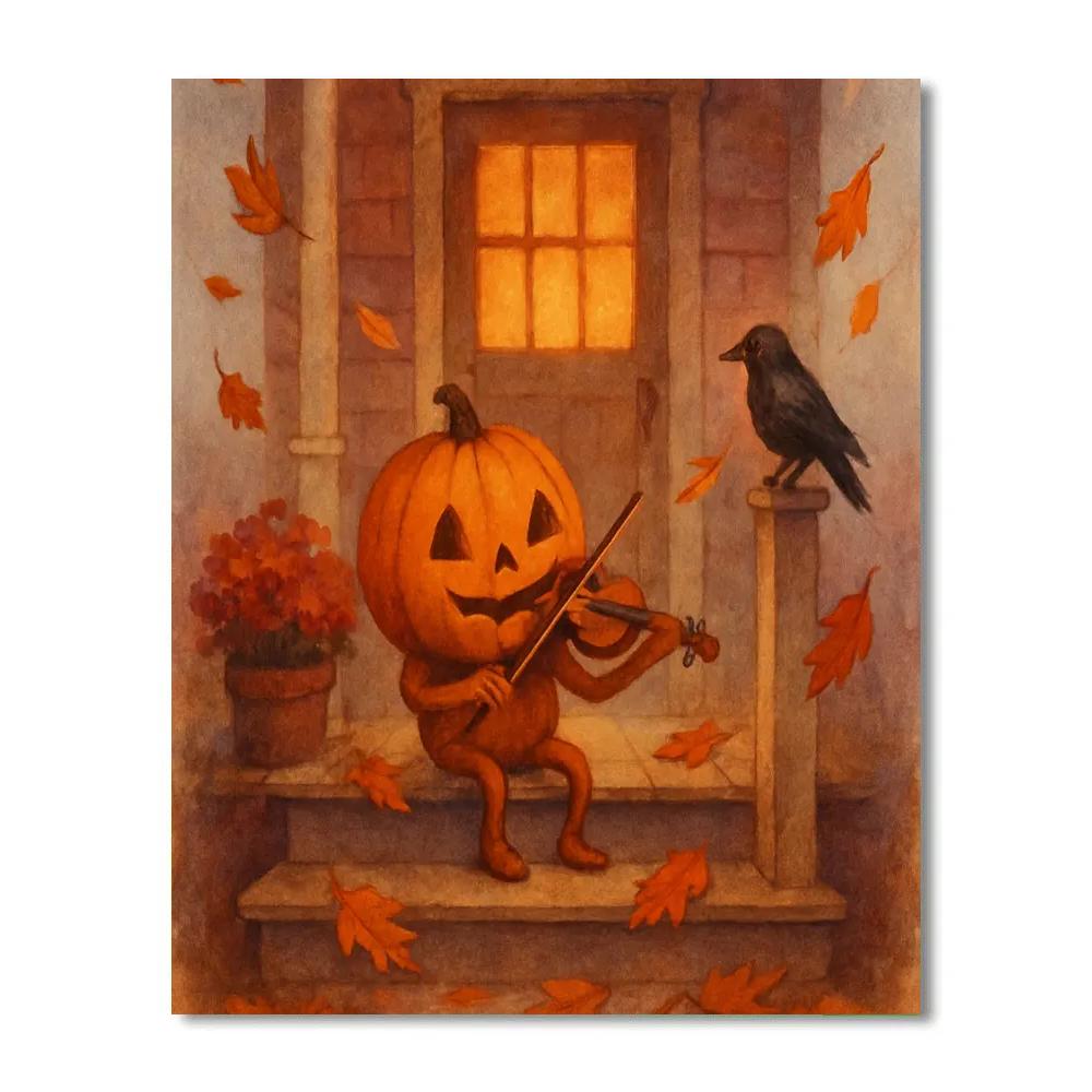 Porch Pumpkin Serenade DIY paint by numbers