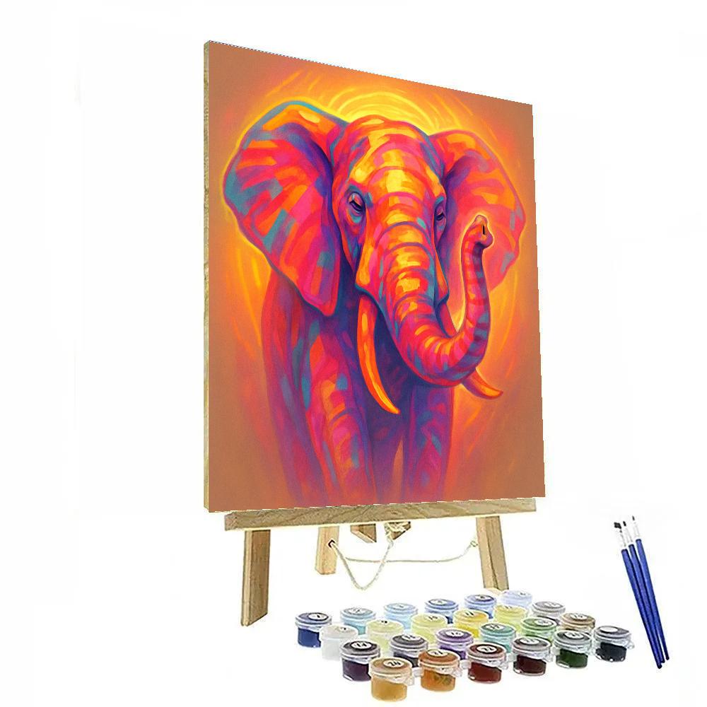 Sunflare Elephant Portrait Number painting