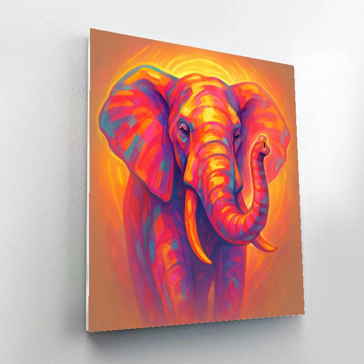 Sunflare Elephant Portrait Number painting