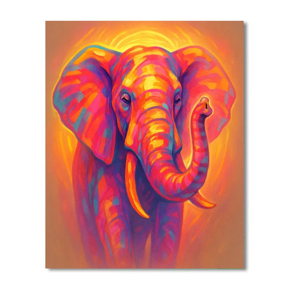 Sunflare Elephant Portrait Number painting