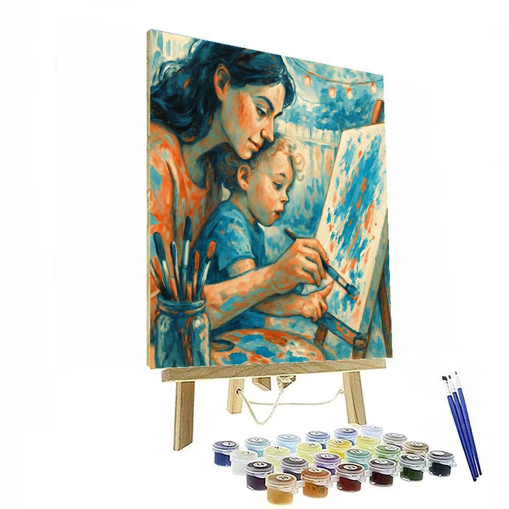 Mother Teaching To Paint Number painting