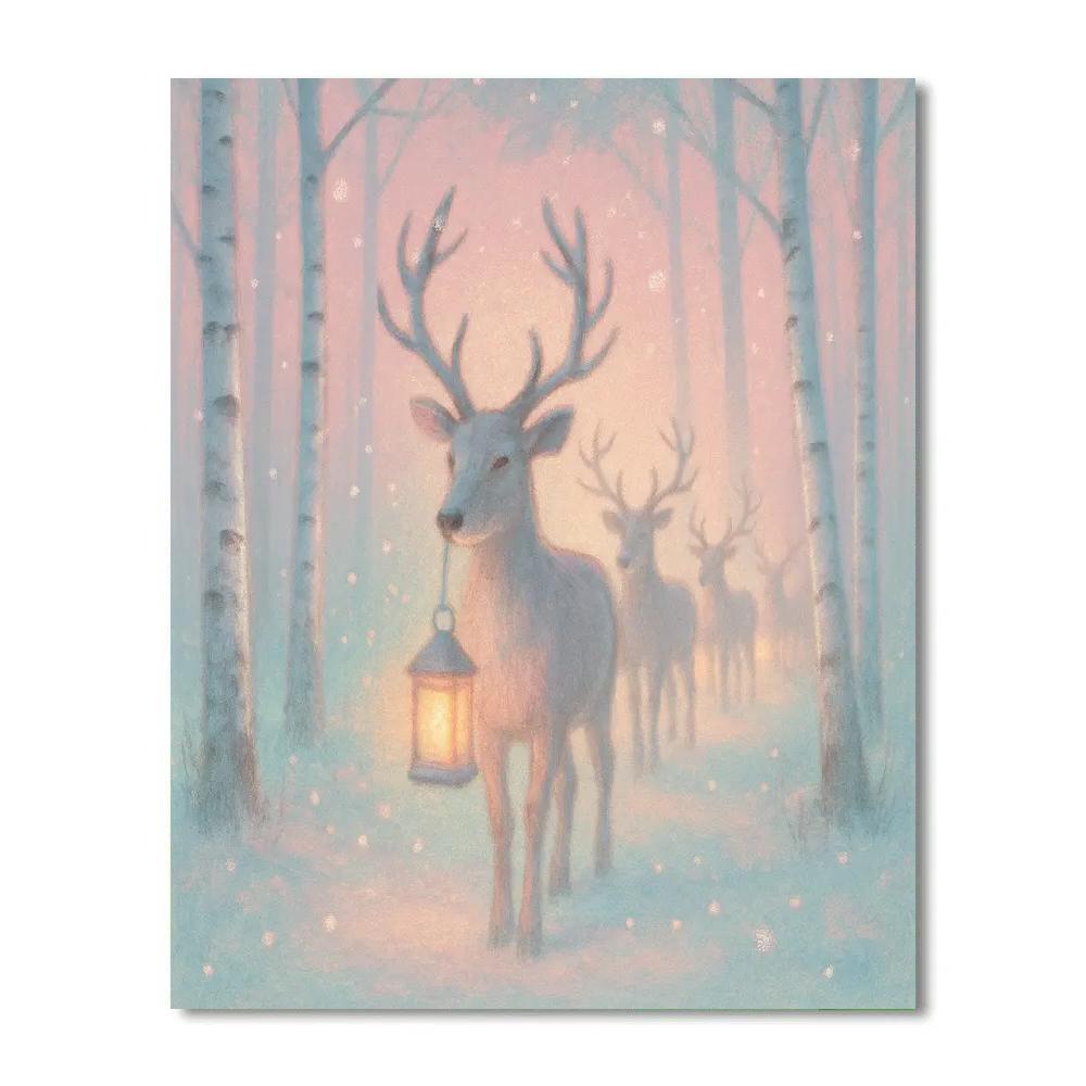 Reindeer Lantern Procession Number painting
