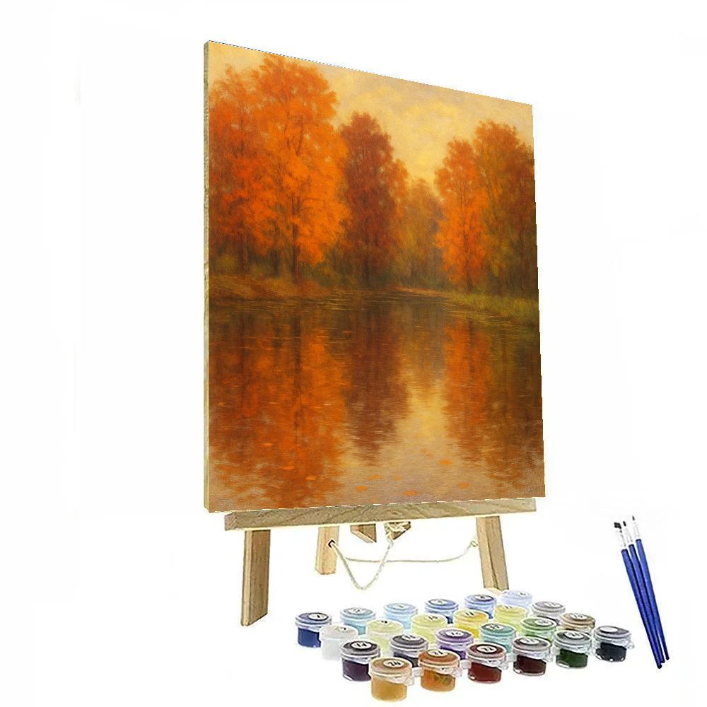 Autumn Reflections In Rustic Lake painting number kit