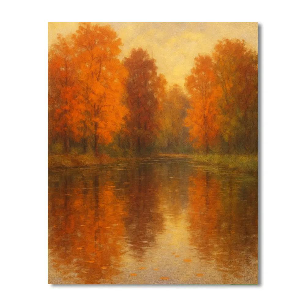 Autumn Reflections In Rustic Lake painting number kit