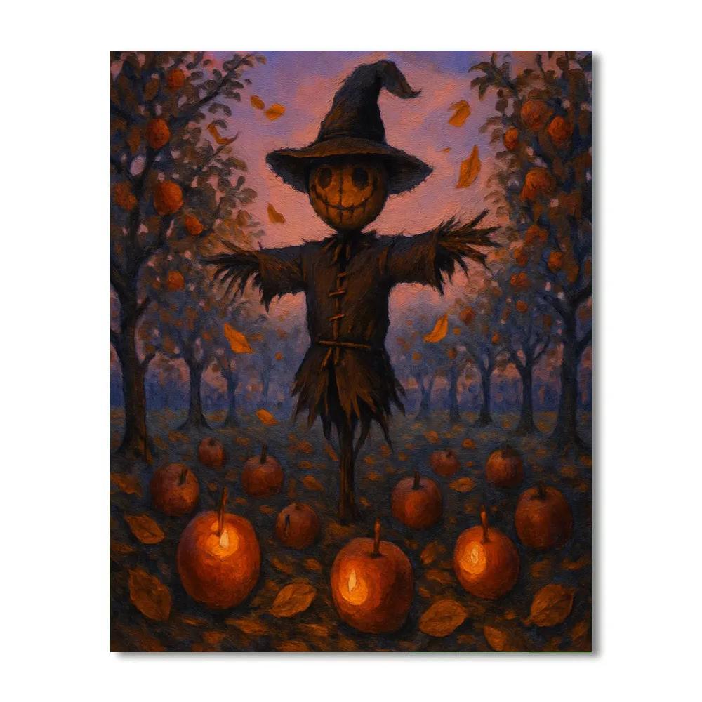 Scarecrow At Dusk Orchard Numbered painting kits