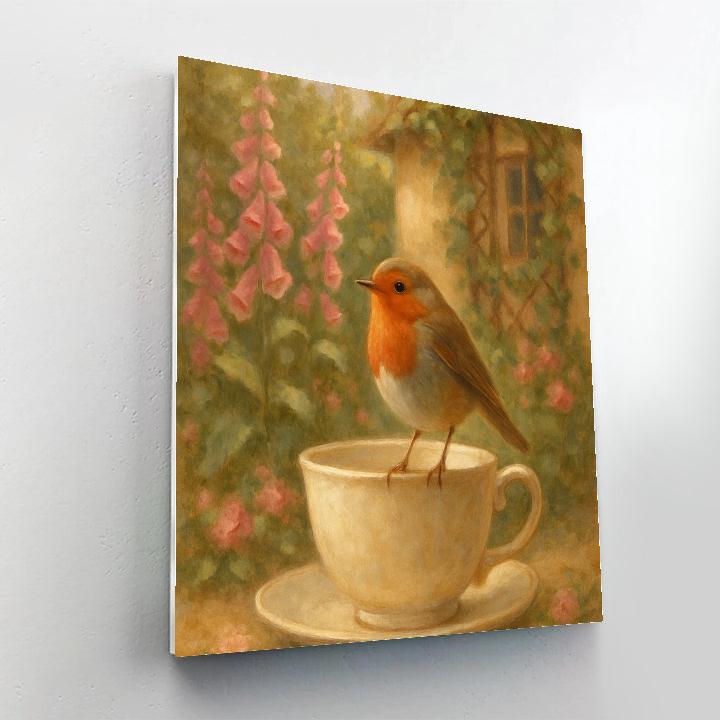 Garden Robin Tea Time Painting paint by numbers