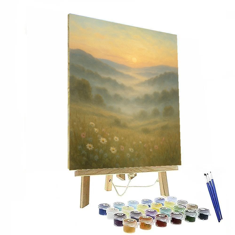 Misty Valley With Rolling Hills At Dawn DIY paint by numbers