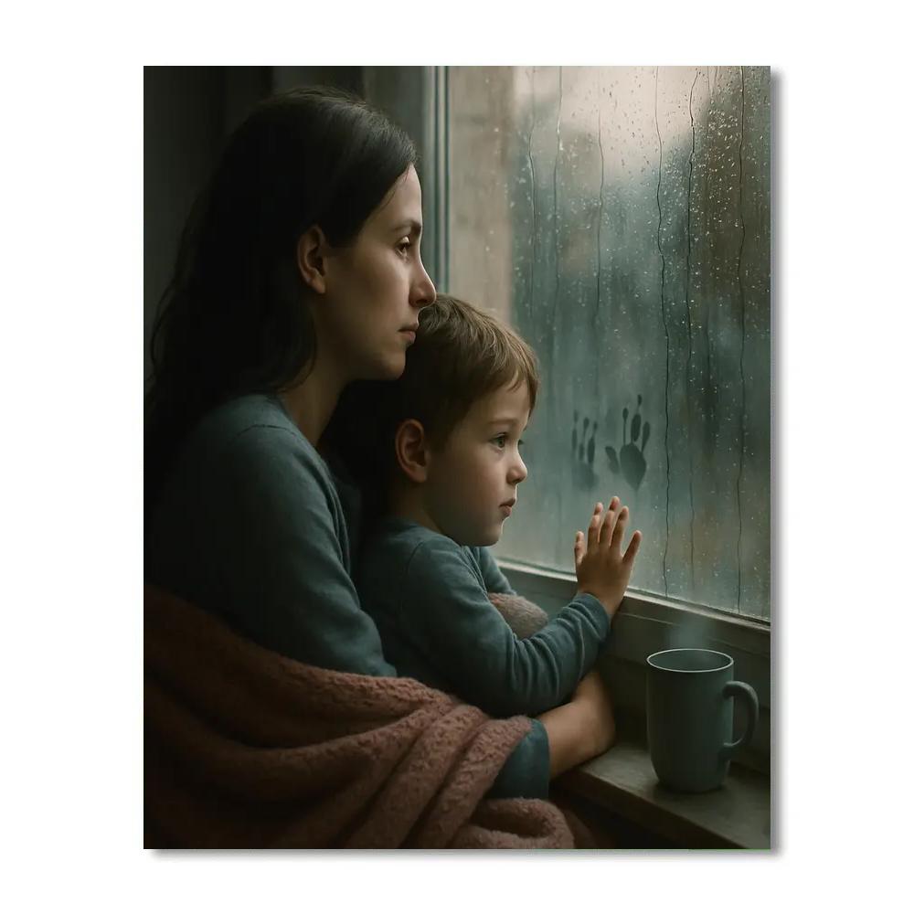 Hug On A Rainy Window Painting by numbers kit