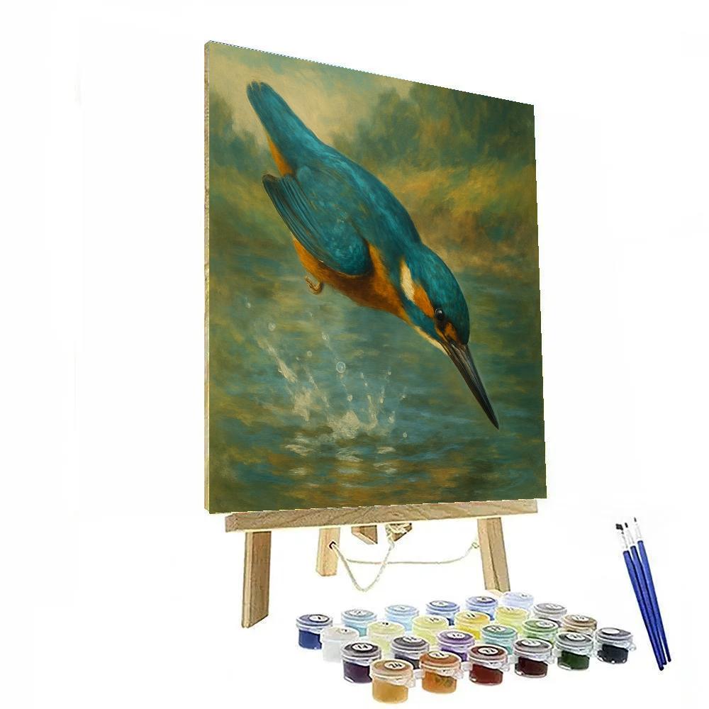 Kingfisher Quiet Dive Composition Number painting