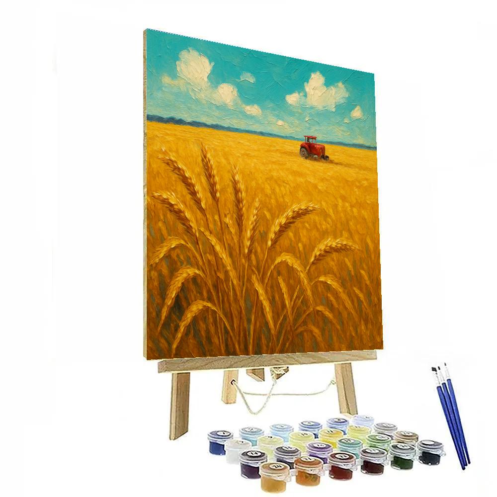 Golden Wheat Fields Under Turquoise Sky painting number kit