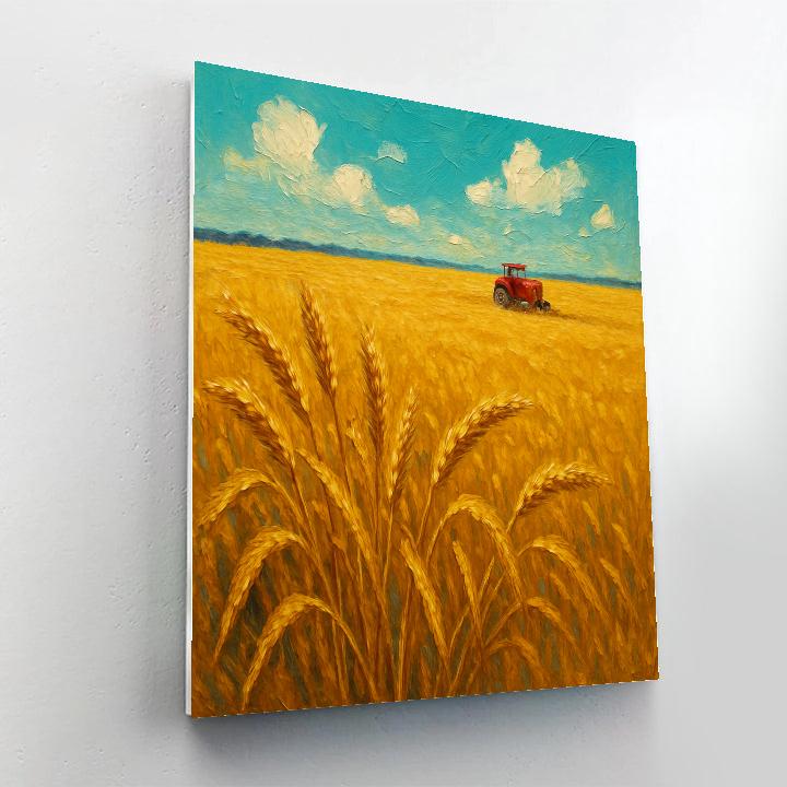 Golden Wheat Fields Under Turquoise Sky painting number kit