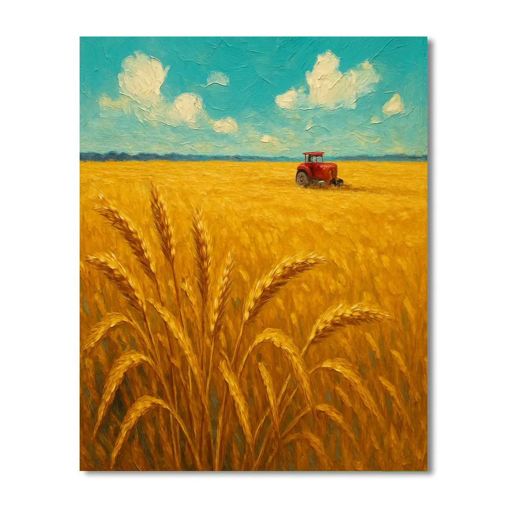 Golden Wheat Fields Under Turquoise Sky painting number kit