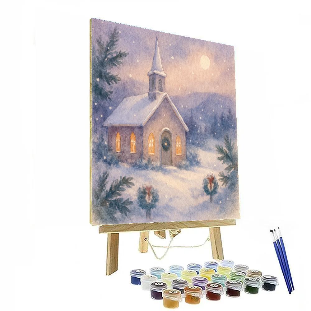 Churchyard Candlelight Winter Paint by numbers art