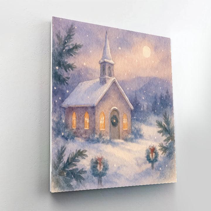 Churchyard Candlelight Winter Paint by numbers art