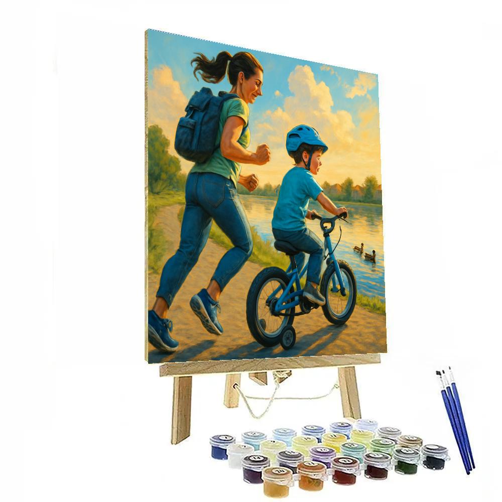 Teaching Bike Rides By The Lake Painting by numbers kit