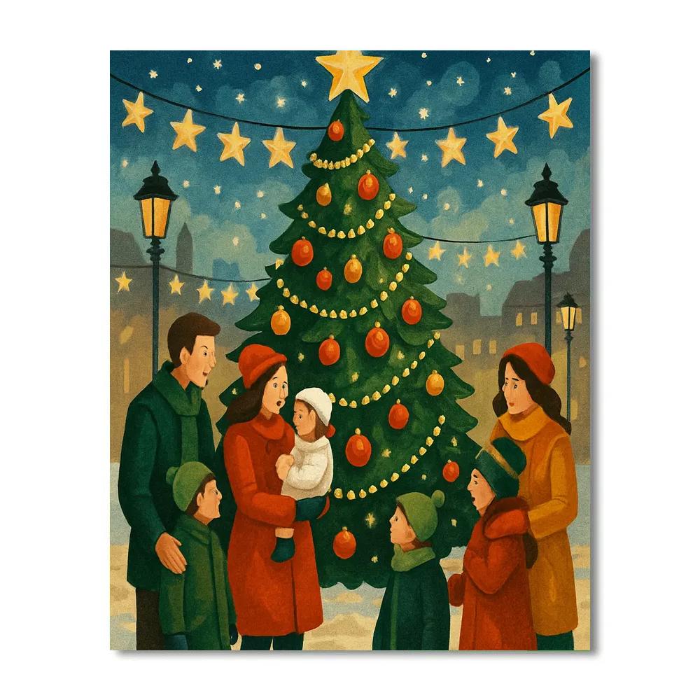 Stars Over The Holiday Square Paint by numbers art