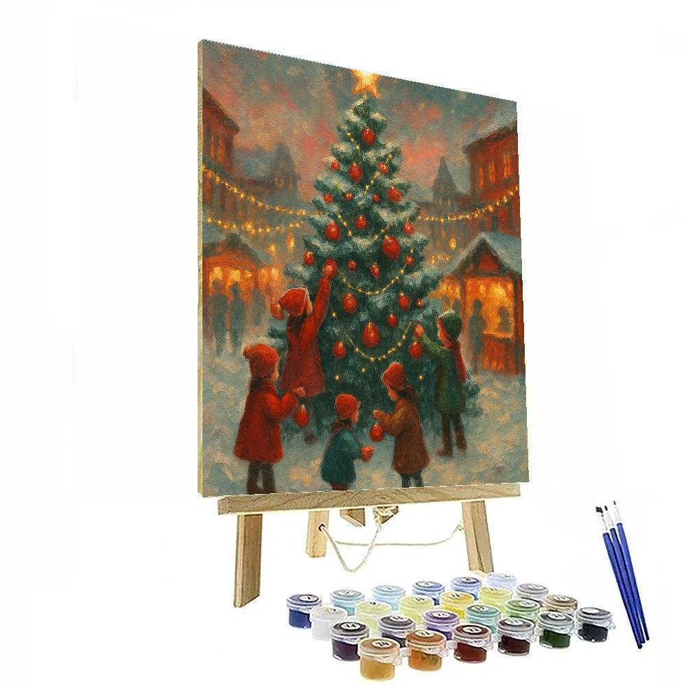Frosted Tree In Town Square Number painting