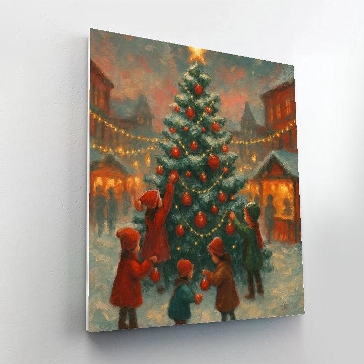 Frosted Tree In Town Square Number painting