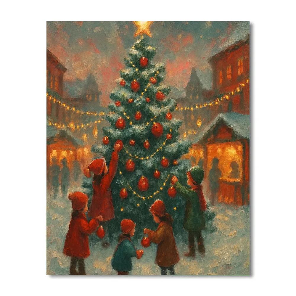 Frosted Tree In Town Square Number painting