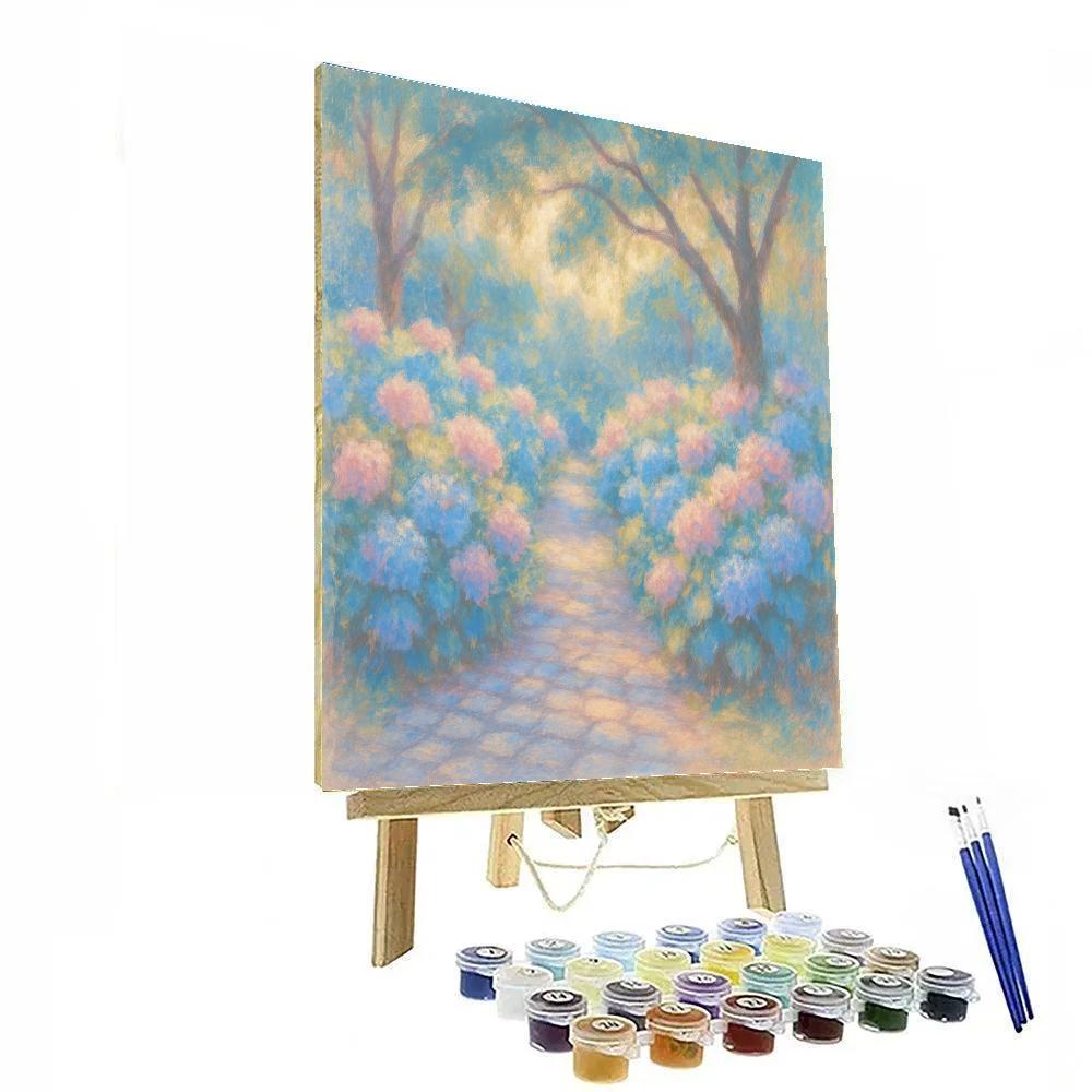 Quiet Garden Path In Pastel Afternoon Light paint by color