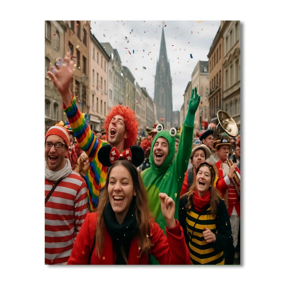 Cologne Karneval Street Revelry paint by color