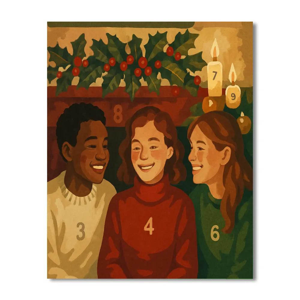 Mantle Of Holly Friends paint by numbers