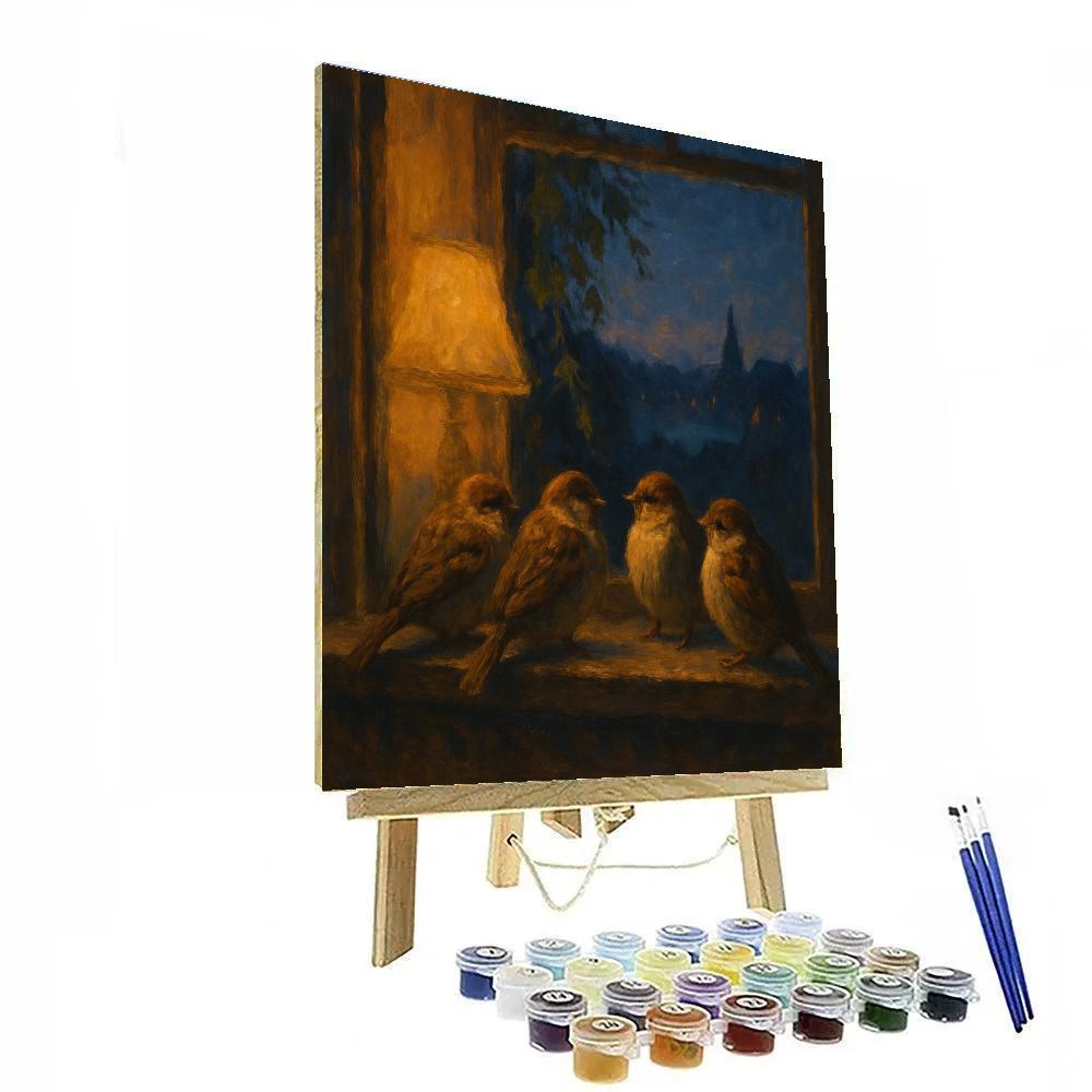 Evening Sparrow Window Nook Numbered painting kits