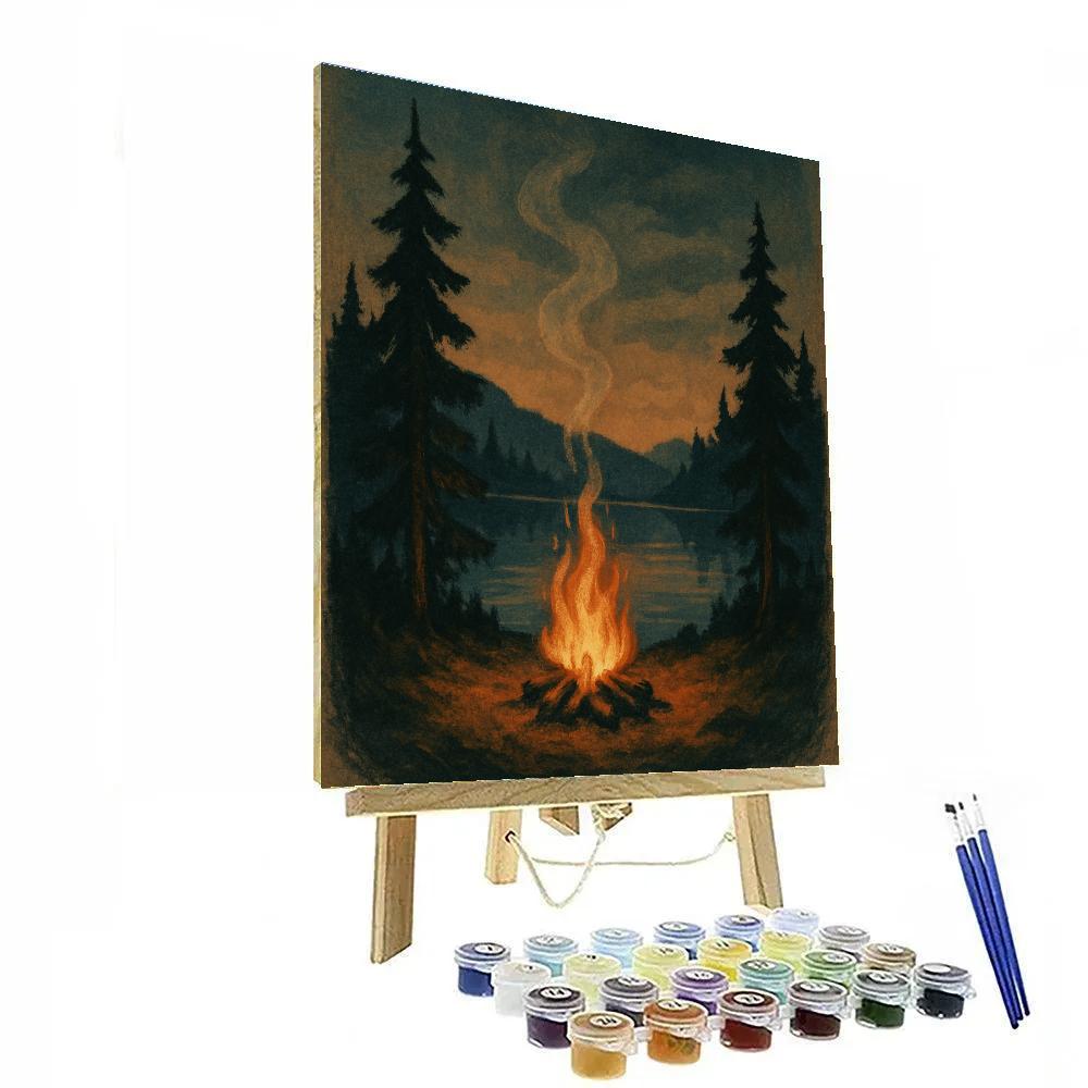 Twilight Campfire By Lakeside Shore painting number kit