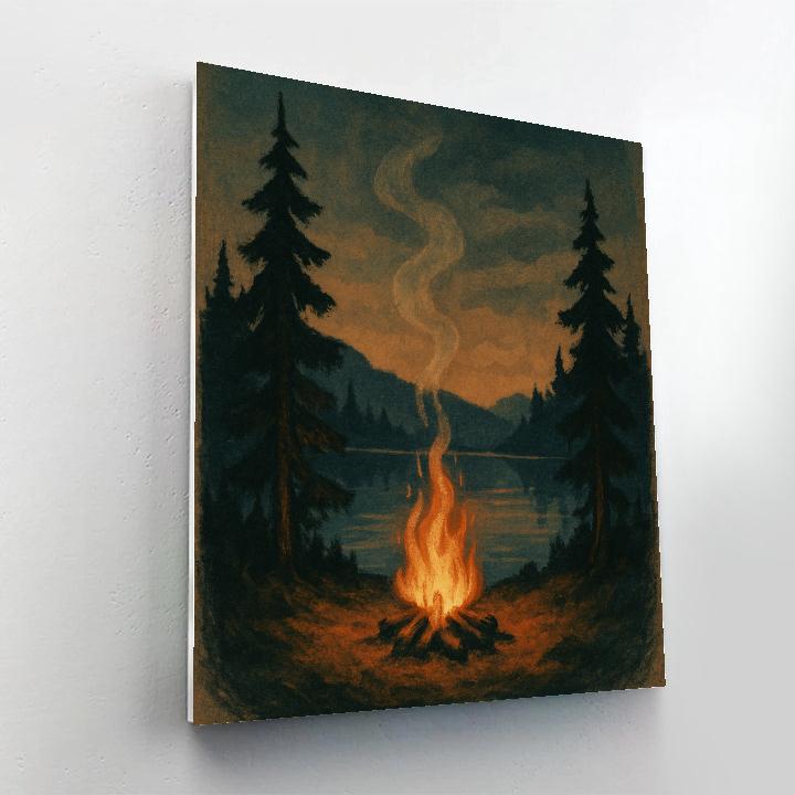 Twilight Campfire By Lakeside Shore painting number kit